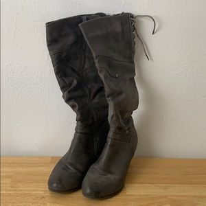 High heel boots gray